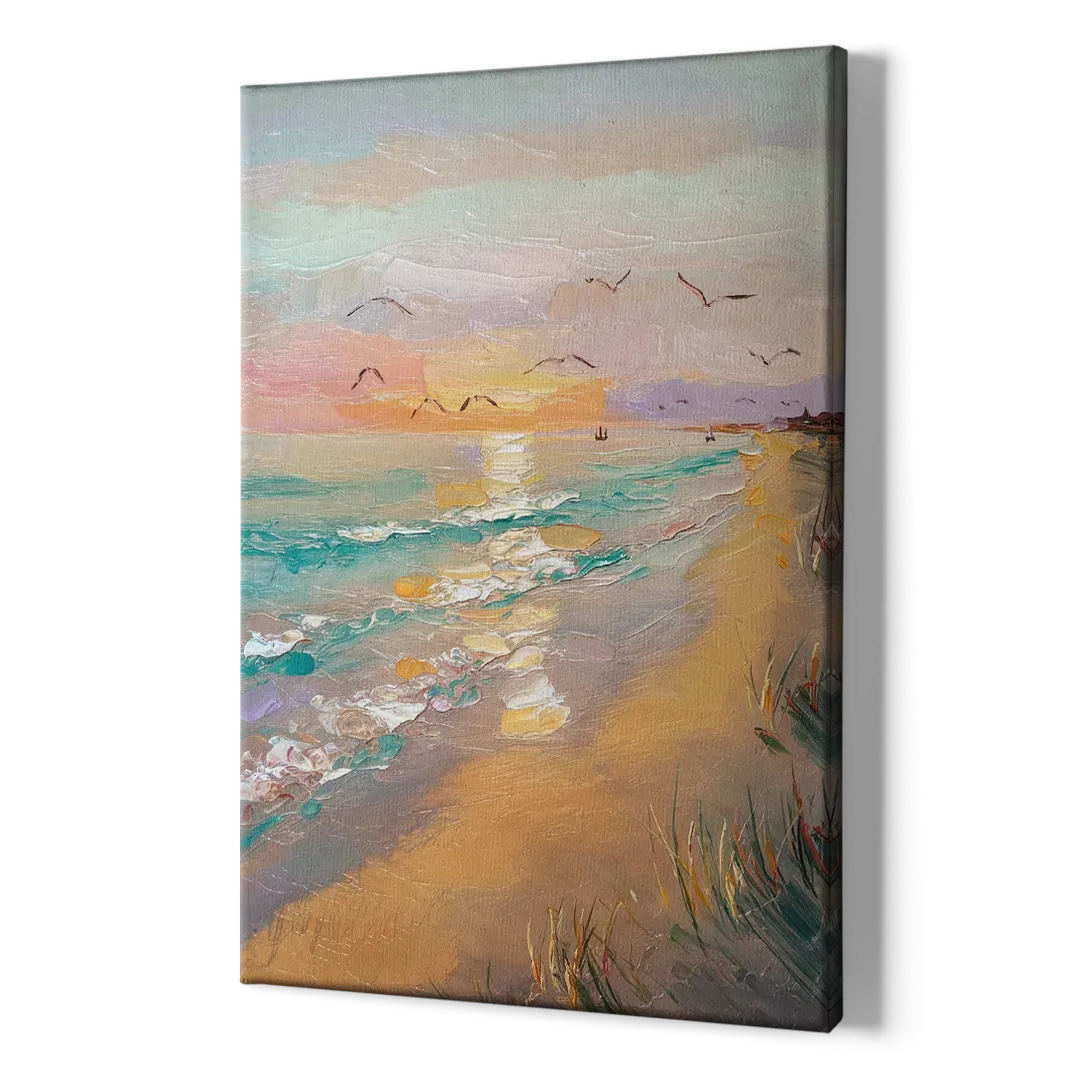Galveston Beach Sunrise - Canvas Print Art Sides