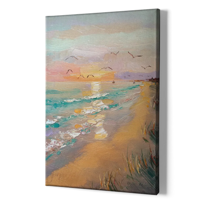 Galveston Beach Sunrise - Canvas Print Art Sides