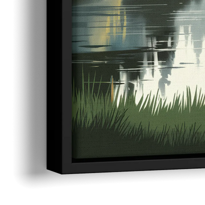 Ontario Lake Reflections - Close-Up Black Frame Canvas