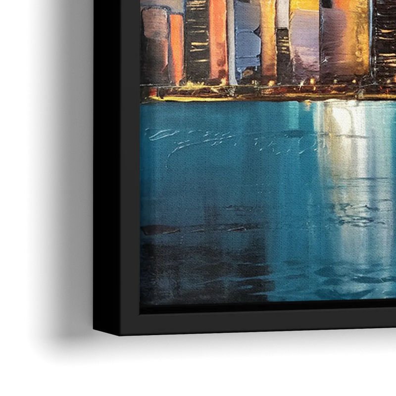Chicago Skyline With Willis Tower - Close-Up Black Frame Canvas