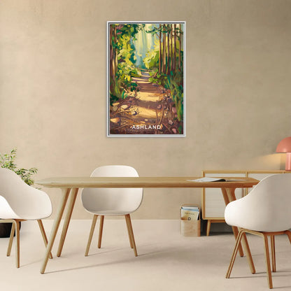 Ashland Hiking Paths - Living Room White Frame Canvas