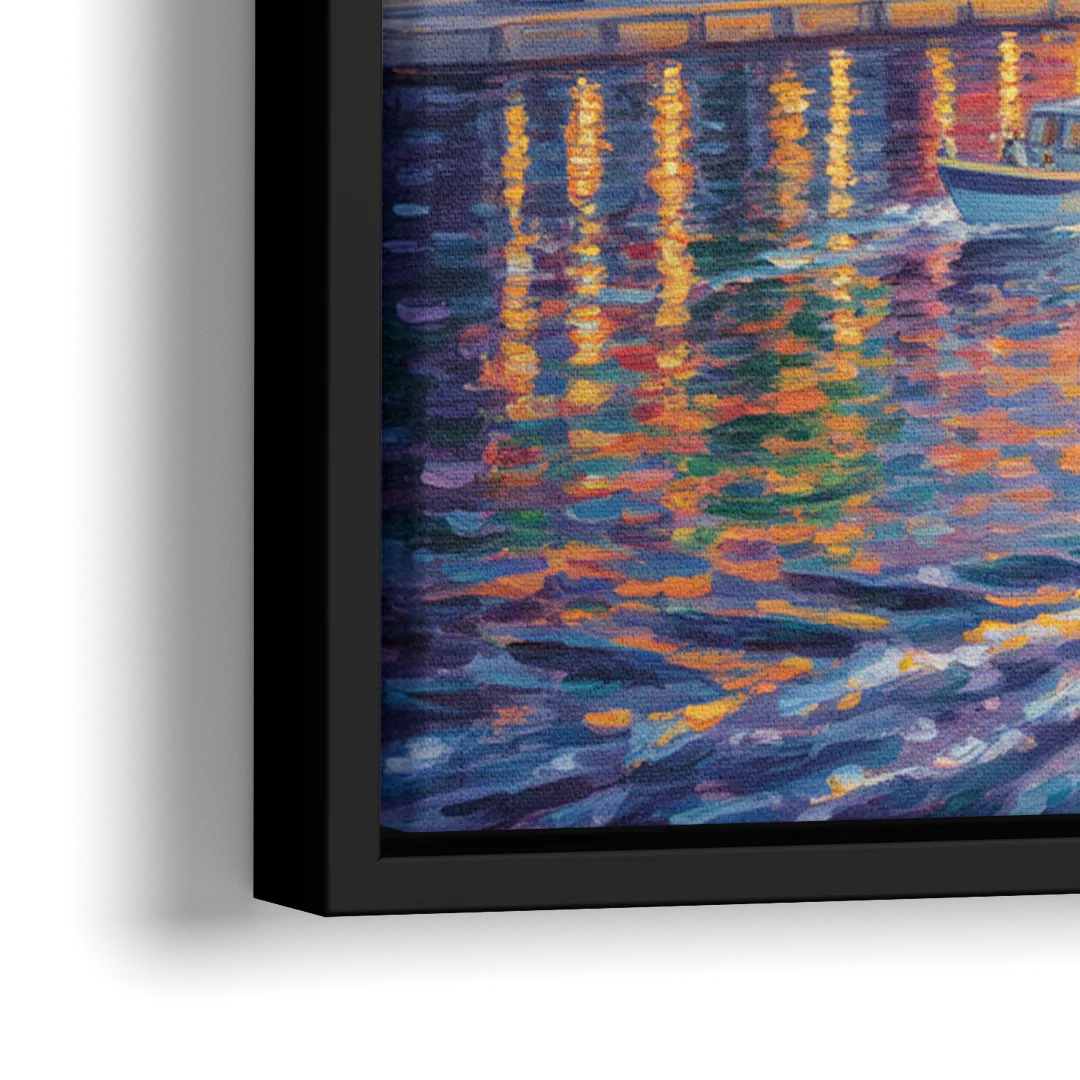 Quebec City Riverfront - Close-Up Black Frame Canvas