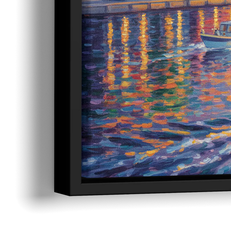 Quebec City Riverfront - Close-Up Black Frame Canvas