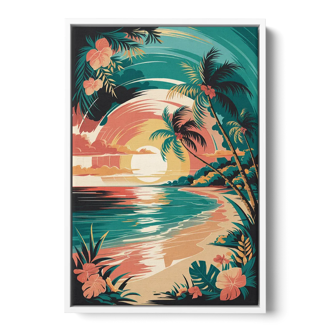 Naples Tropical Paradise - White Frame Canvas