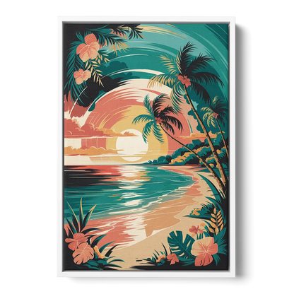 Naples Tropical Paradise - White Frame Canvas