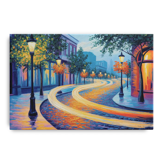 Crescent Street Lights - Canvas Wall Art