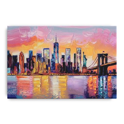 New York City Artistic Watercolor View - Canvas Wall Art