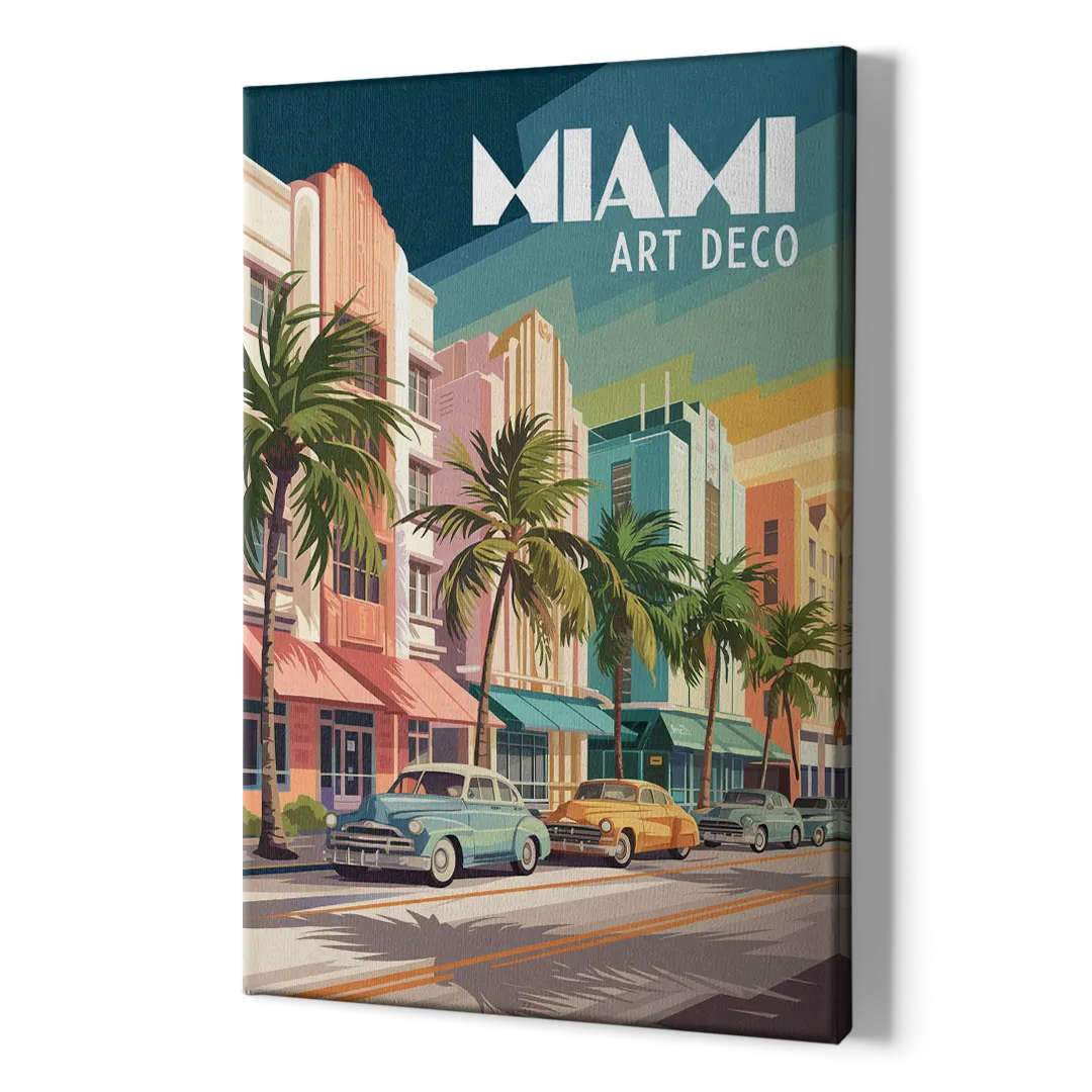Miami Art Deco District - Canvas Print Art Sides