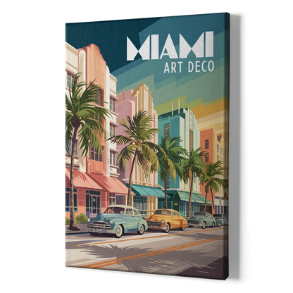 Miami Art Deco District - Canvas Print Art Sides