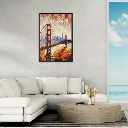 San Francisco Skyline Silhouette - Living Room Black Frame Canvas