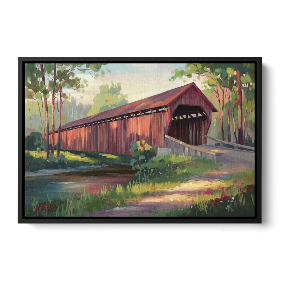 Ashland Covered Bridge - Black Frame Canvas