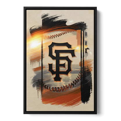 San Francisco Giants Logo Design - Black Frame Canvas