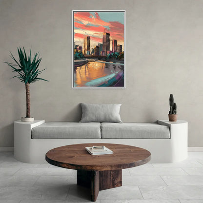 Grand Rapids Downtown Skyline - Living Room White Frame Canvas