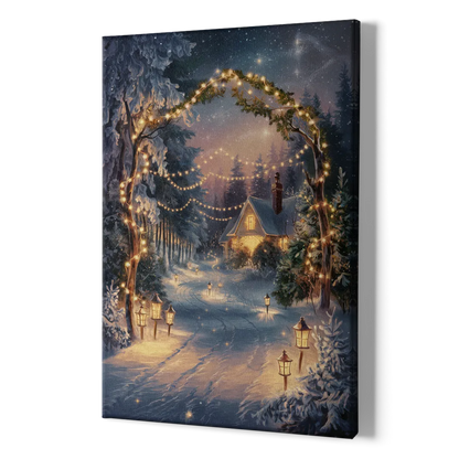 Garland Nighttime Lights - Canvas Print Art Sides