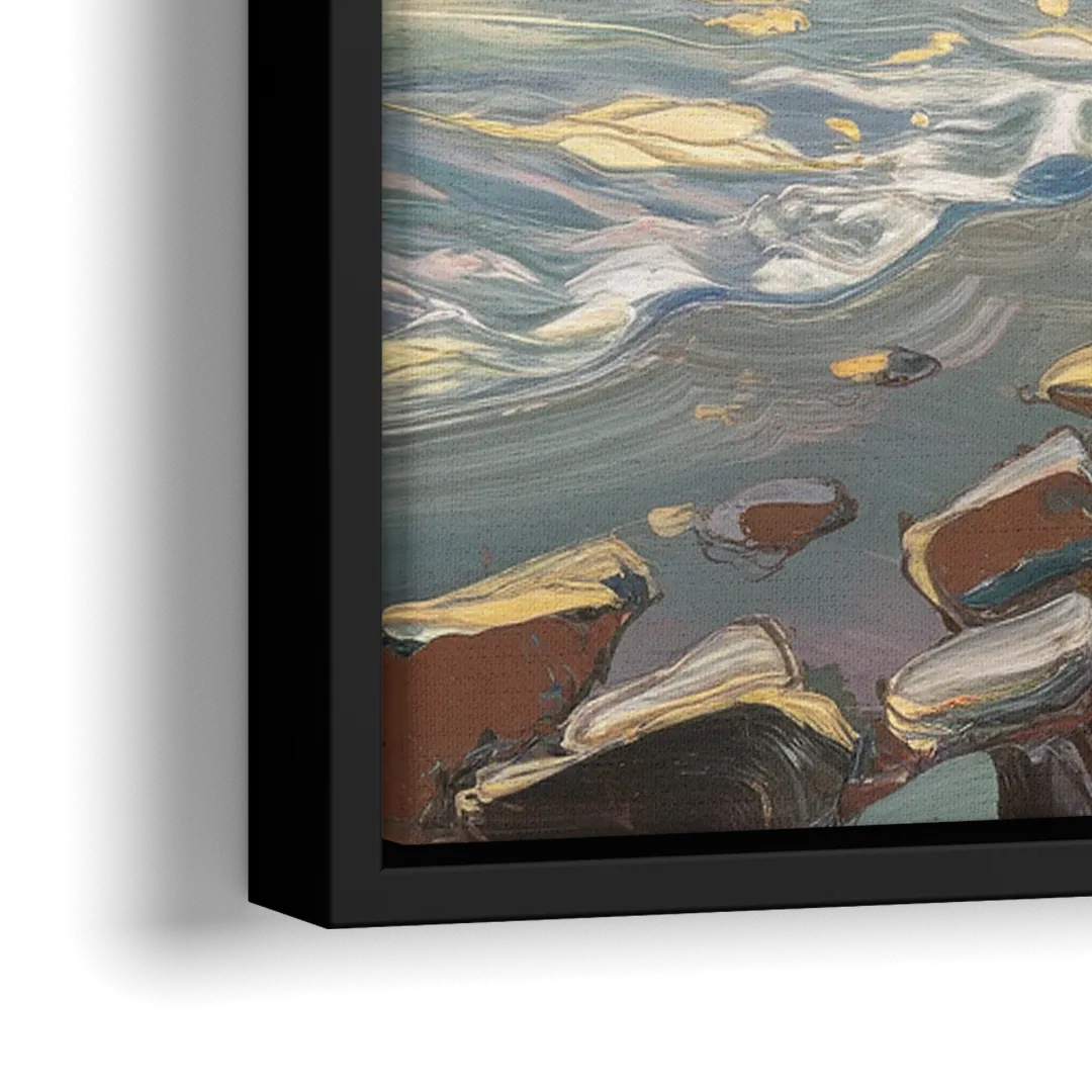 Traverse City Coastal Sunrise - Close-Up Black Frame Canvas