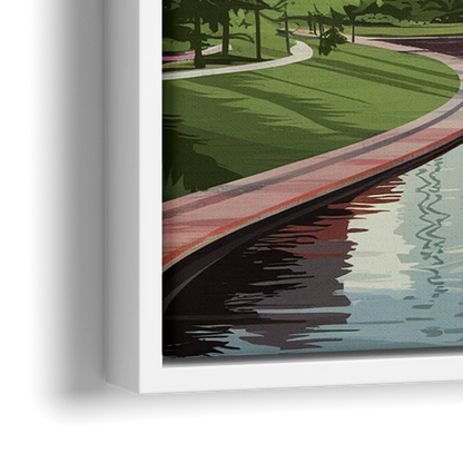 Omaha Downtown View - Close-Up White Frame Canvas