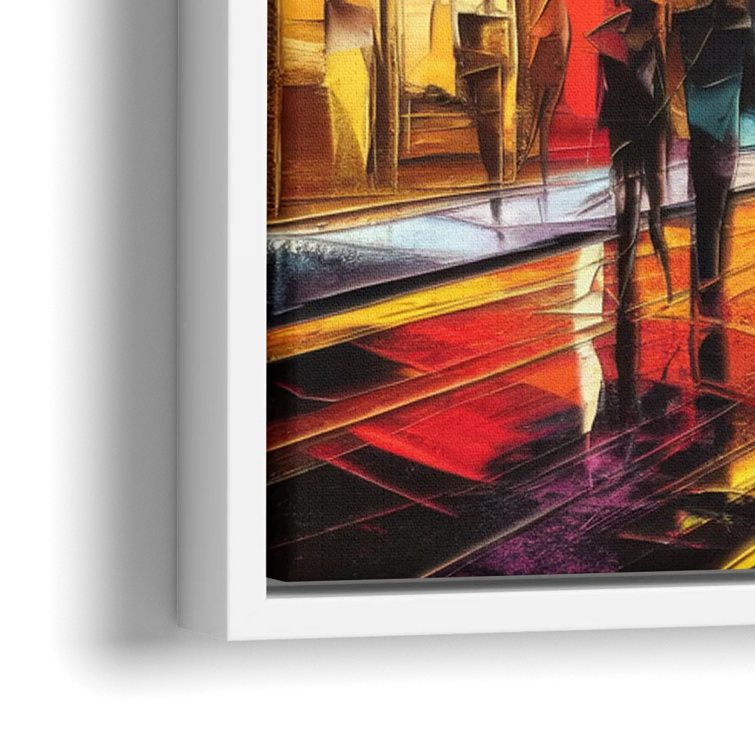 Mobile Vibrant Streets - Close-Up White Frame Canvas