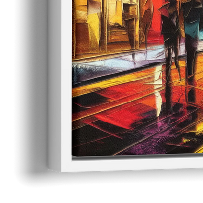 Mobile Vibrant Streets - Close-Up White Frame Canvas