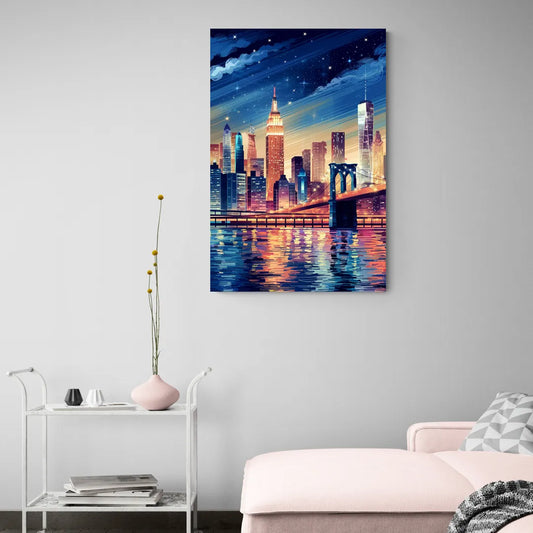 New York City Night Lights - Canvas Wall Art Living Room
