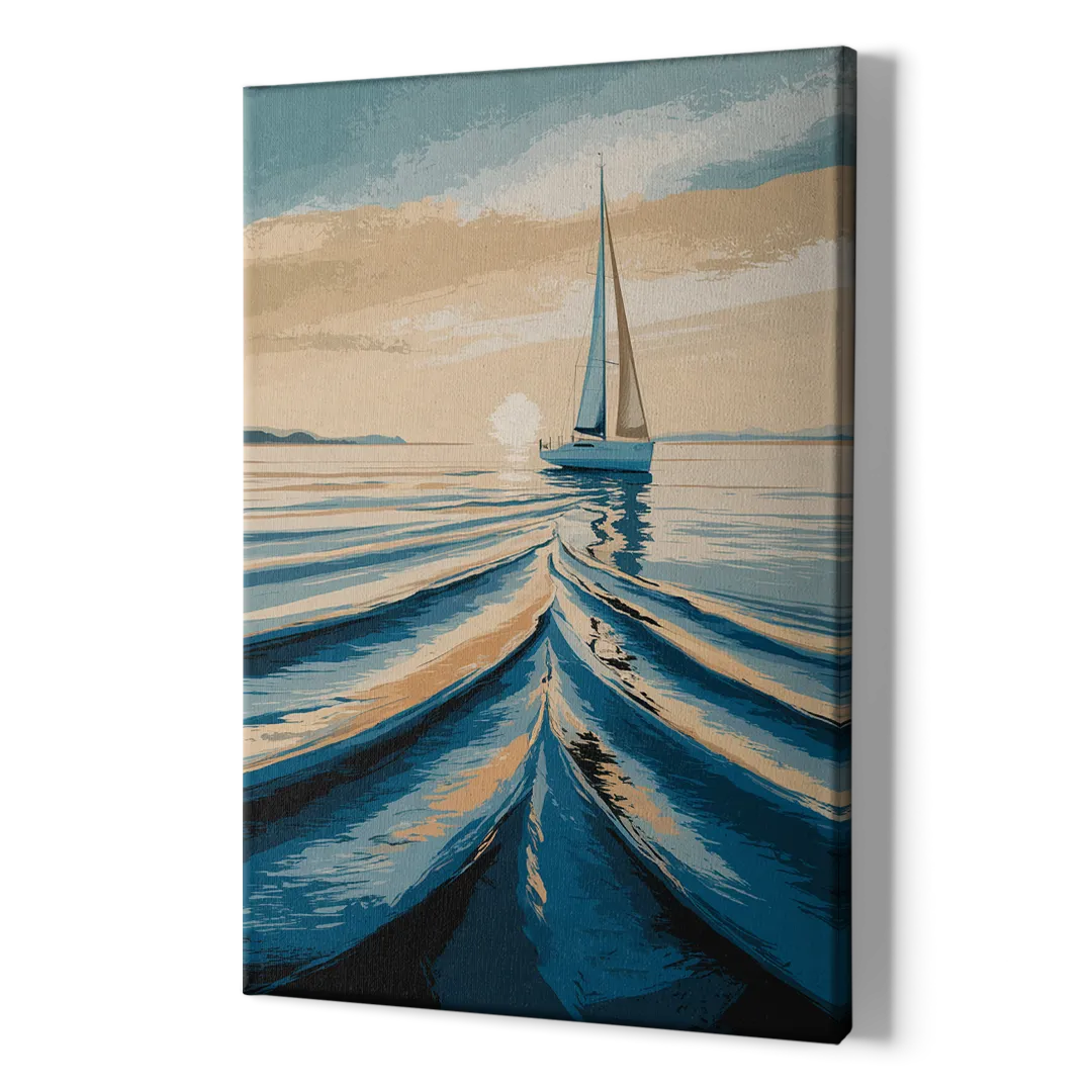 Seaside Sailboat Horizon - Canvas Print Art Sides
