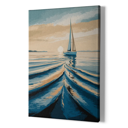 Seaside Sailboat Horizon - Canvas Print Art Sides