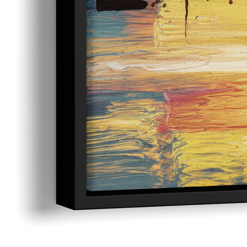 Madison Skyline at Sunset - Close-Up Black Frame Canvas