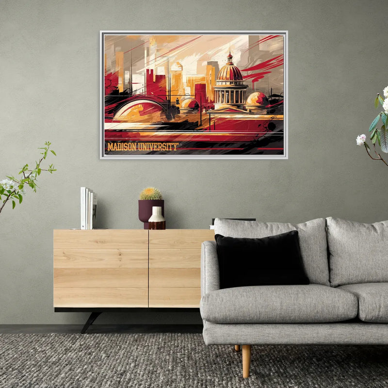 Madison University Spirit - Living Room White Frame Canvas