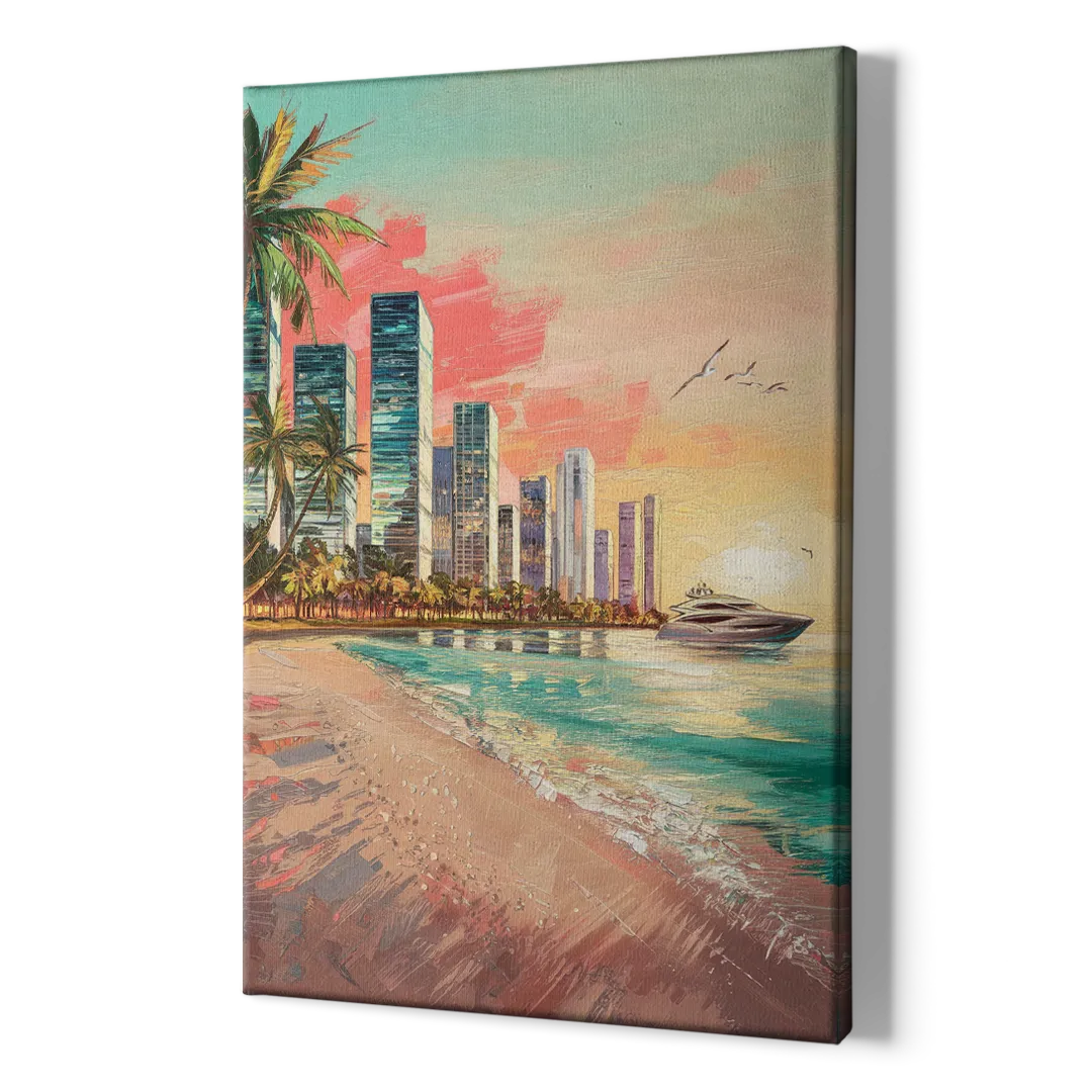 Miami Beachfront Horizon - Canvas Print Art Sides