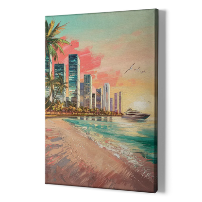 Miami Beachfront Horizon - Canvas Print Art Sides