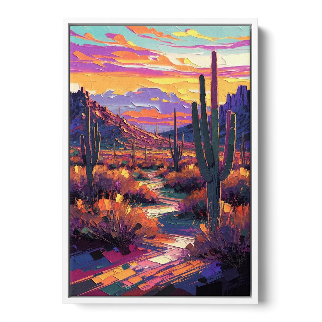 Scottsdale Desert Sunset - White Frame Canvas