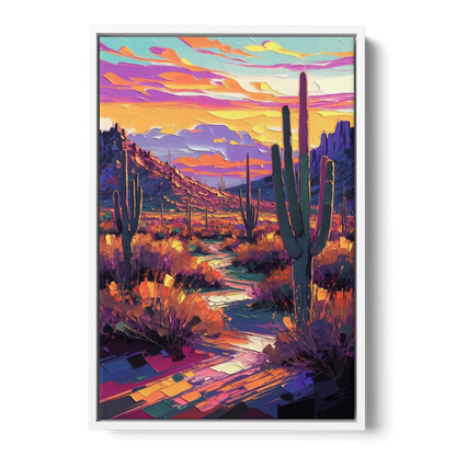 Scottsdale Desert Sunset - White Frame Canvas