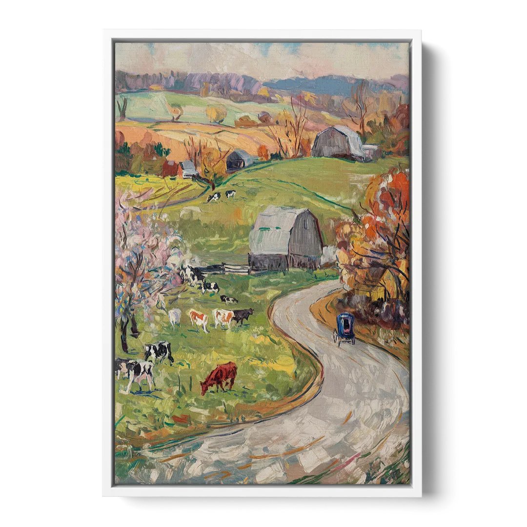 Lancaster PA Seasons - White Frame Canvas