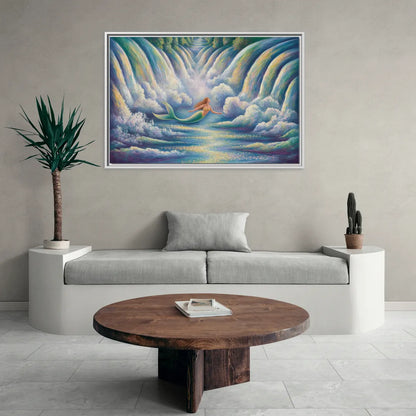 Maid of the Mist Journey - Living Room White Frame Canvas