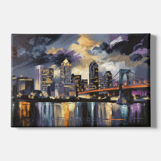 Toledo Nighttime Skyline - Canvas Wall Art