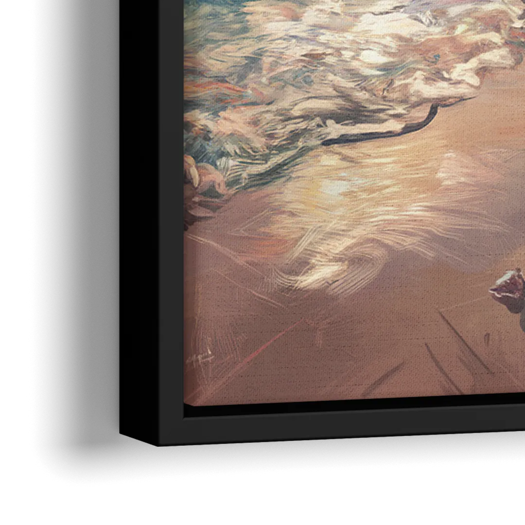 Seaside Tranquil Waters - Close-Up Black Frame Canvas