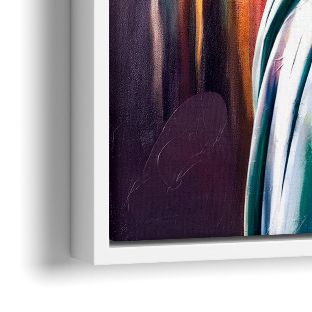 New York City Statue of Liberty Closeup Sky - Close-Up White Frame Canvas