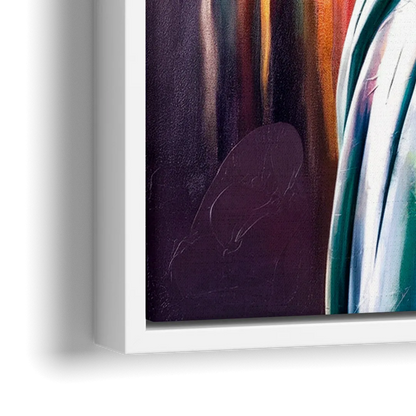 New York City Statue of Liberty Closeup Sky - Close-Up White Frame Canvas