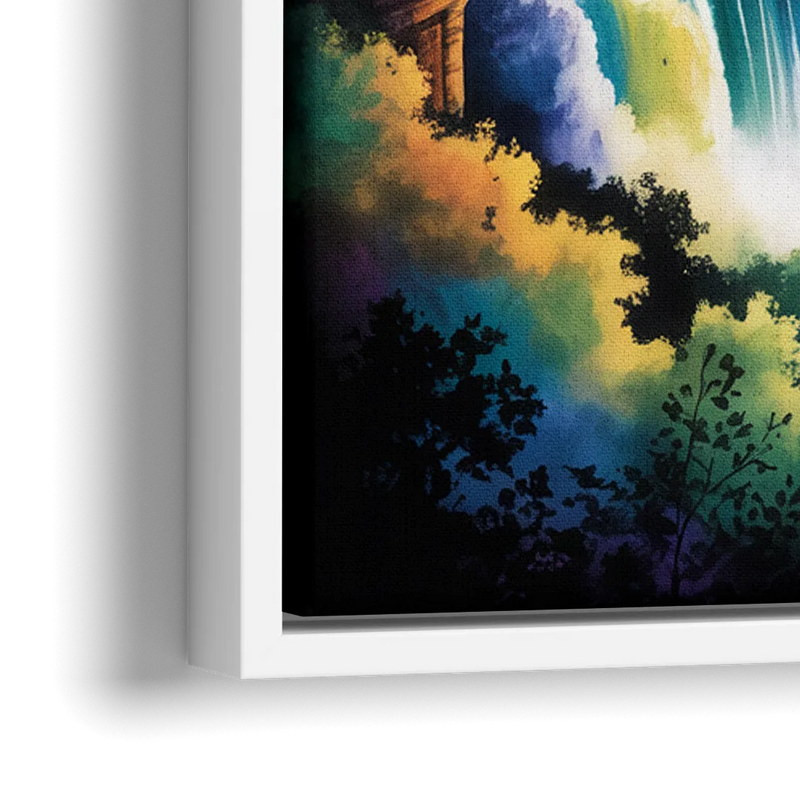 Niagara Falls at Night - Close-Up White Frame Canvas
