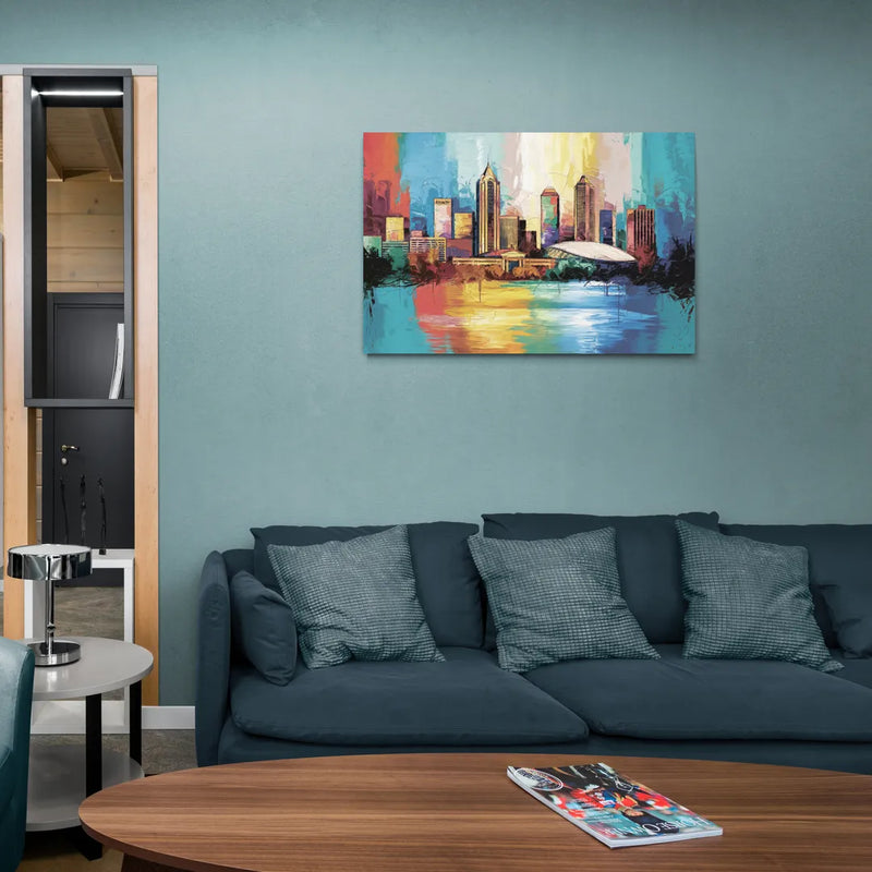 Atlanta Skyline Panoramic View - Canvas Wall Art Living Room