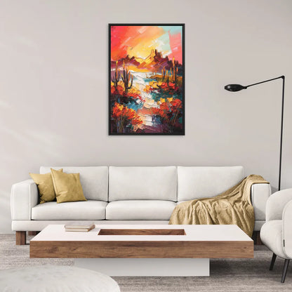 Phoenix Mountain Horizon - Living Room Black Frame Canvas