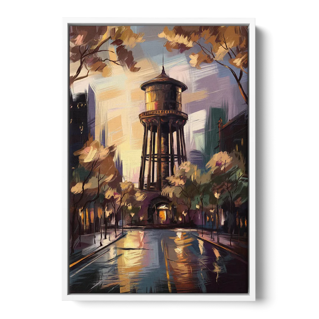 Chicago Historic Water Tower - White Frame Canvas