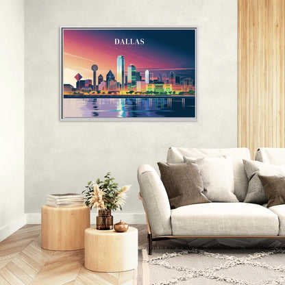 Dallas Scenic Skies - Living Room White Frame Canvas