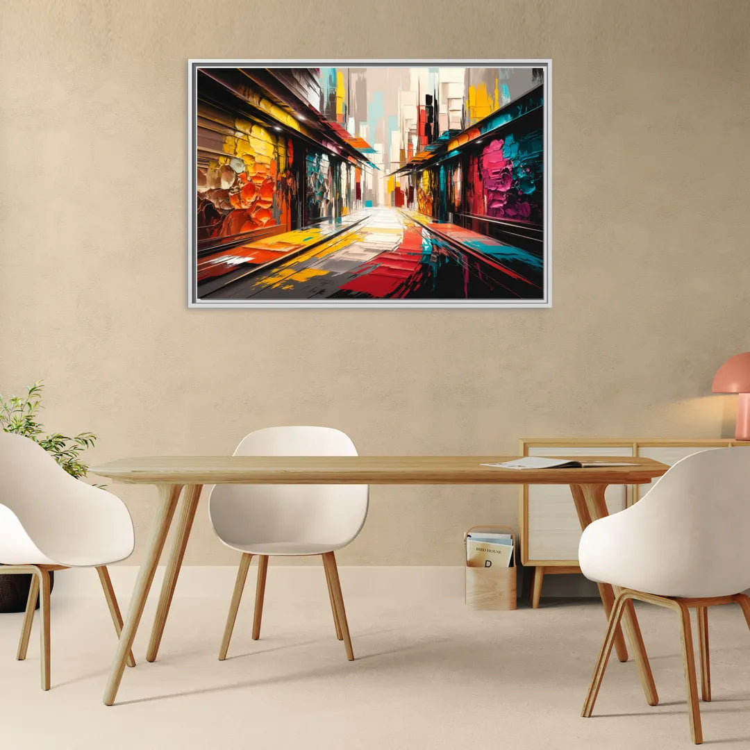 Ashland Street Art Vibes - Living Room White Frame Canvas
