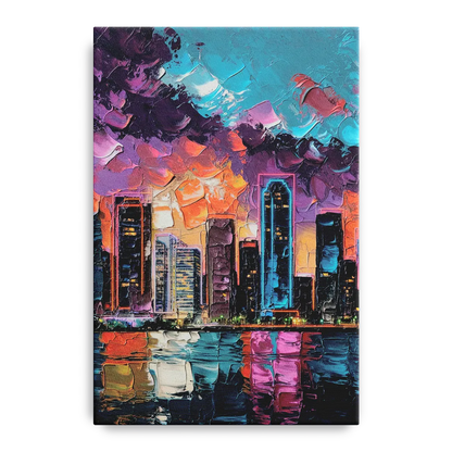 Miami Iconic Skyline - Canvas Wall Art