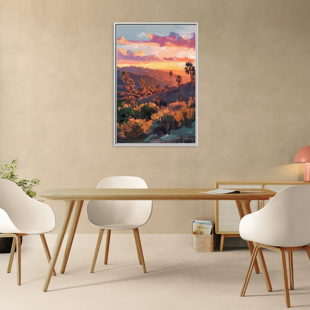 Anaheim Sunset Views - Living Room White Frame Canvas
