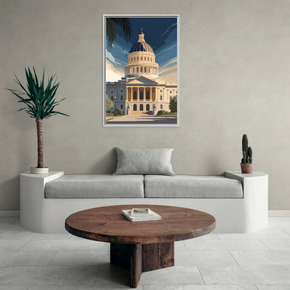 Sacramento Capitol Building - Living Room White Frame Canvas