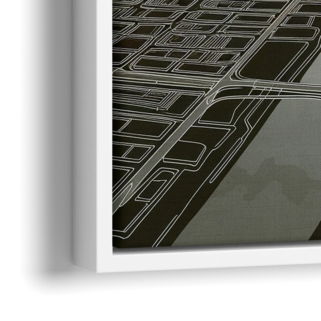 Philadelphia Map Design - Close-Up White Frame Canvas