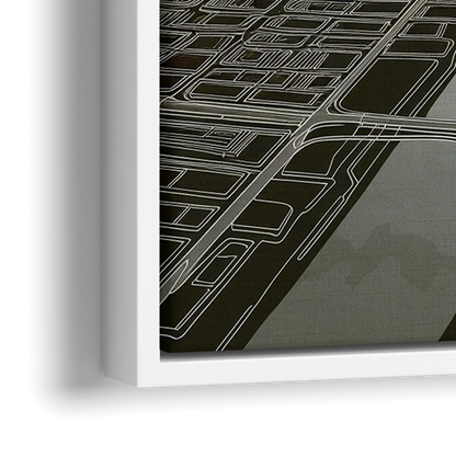Philadelphia Map Design - Close-Up White Frame Canvas