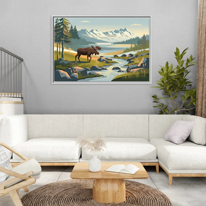 Anchorage Alaskan Wilderness - Living Room White Frame Canvas