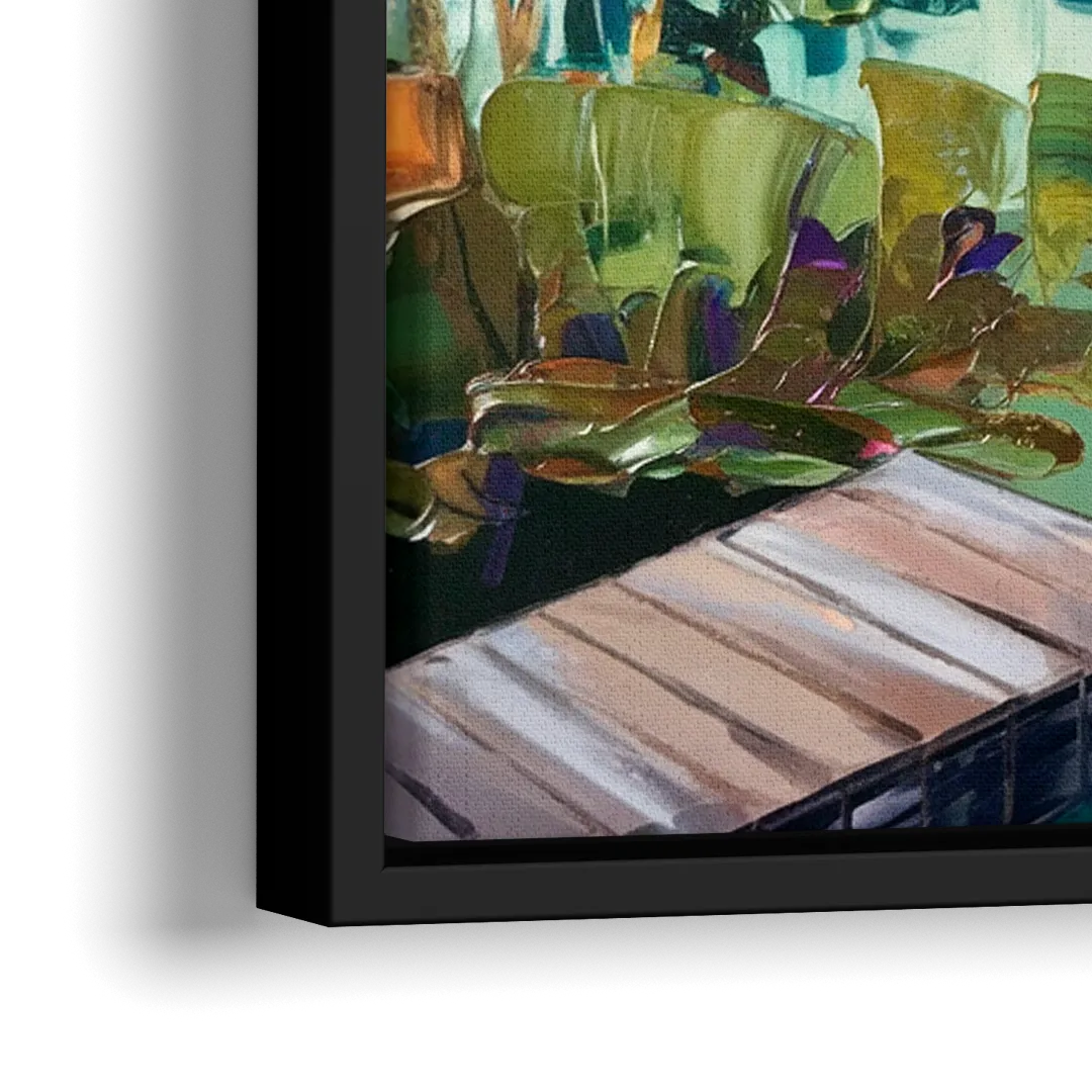 Lake Placid Mirror Lake View - Close-Up Black Frame Canvas